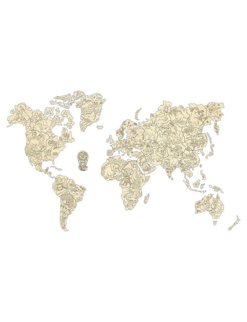 World Animal Map Wooden Puzzle