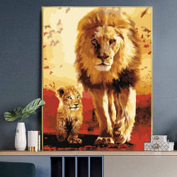 Familia de leones — pintura...