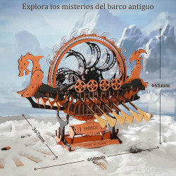 UA Juguetes – Barco Dragón Vikingo – ROKR Puzzle 3D de madera