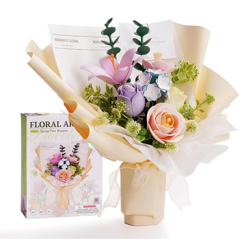 UA Juguetes – Ramo floral 3D ROKR Spring Time Bouquet montado – flores realistas y diseño decorativo de primavera.