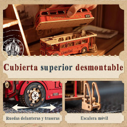 UA Juguetes Shop – Rolife London Tour Bus – 3D Wooden Puzzle Model ROKR ROBOTIME