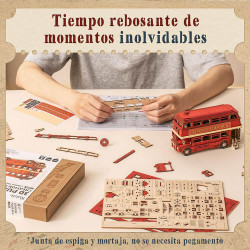 UA Juguetes Shop – Rolife London Tour Bus – 3D Wooden Puzzle Model ROKR ROBOTIME