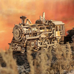 UA Juguetes Shop – Locomotive LK701 Mechanical Wooden Model  – 3D Wooden Puzzle ROKR ROBOTIME