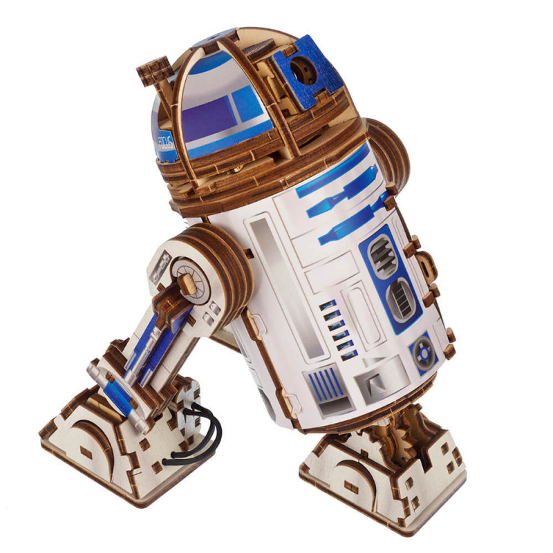 UA Juguetes Shop – Ugears R2-D2 Wooden 3D Model – Mechanical Droid with LED Projector