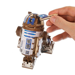 UA Juguetes Shop – Ugears R2-D2 Wooden 3D Model – Mechanical Droid with LED Projector