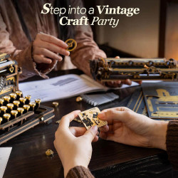 UA Juguetes Shop – ROKR Mechanical Typewriter LK703B | Functional 3D Wooden Puzzle