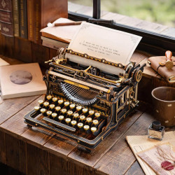 UA Juguetes Shop – ROKR Mechanical Typewriter LK703B | Functional 3D Wooden Puzzle