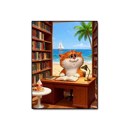 UA JUGUETES – El gato en la  biblioteca – pintura por números