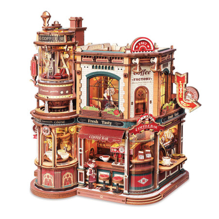 UA Juguetes Shop – ROKR Dream Coffee Factory EAB02 | 3D Wooden Model