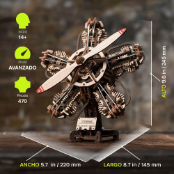 Motor de avión R-5 UGEARS | Maqueta mecánica 3D