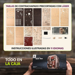 UGEARS Safe Too | Caja fuerte mecánica de madera