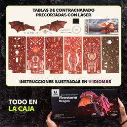Dragón Tormenta de Fuego UGEARS | Puzzle 3D Mecánico